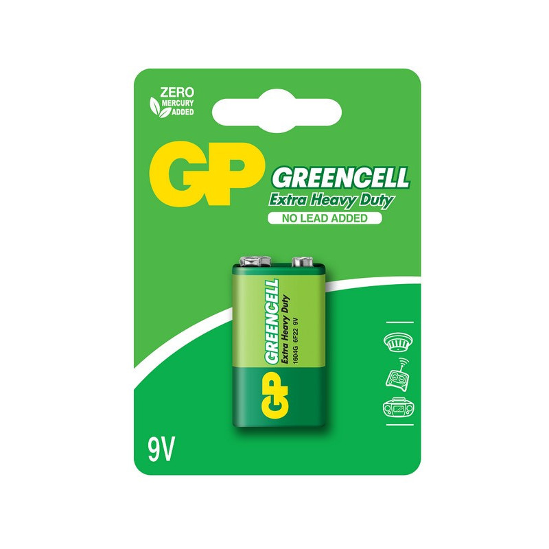 Elementas GP GREENCELL 6F22, 9V, UE1