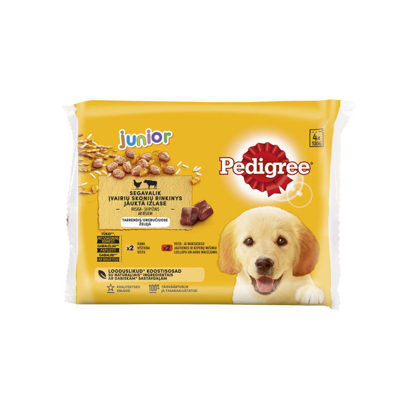 Konservuotas šuniukų ėdalas PEDIGREE JUNIOR, 4x100 g