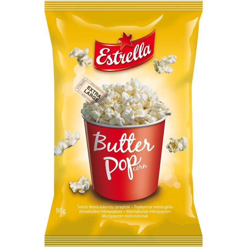 Kukurūzų spragėsiai ESTRELLA, sviesto sk., 90 g