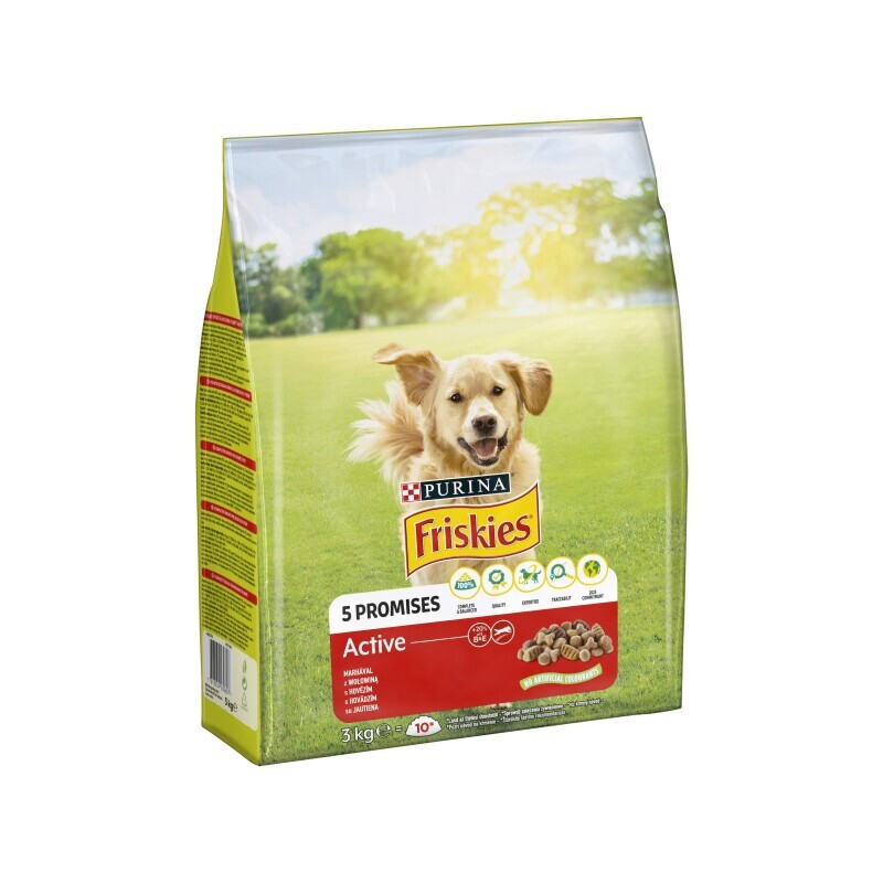 Sausas šunų ėdalas su jautiena FRISKIES ACTIVE DOG, 3 kg