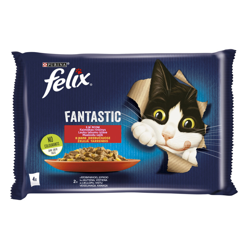 Konservuotas kačių ėdalas su padažu FELIX FANTASTIC, 4x85 g