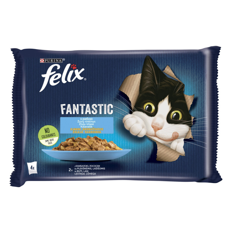 Konservuotas kačių ėdalas FELIX Fantastic žuvies sk., 4x85 g