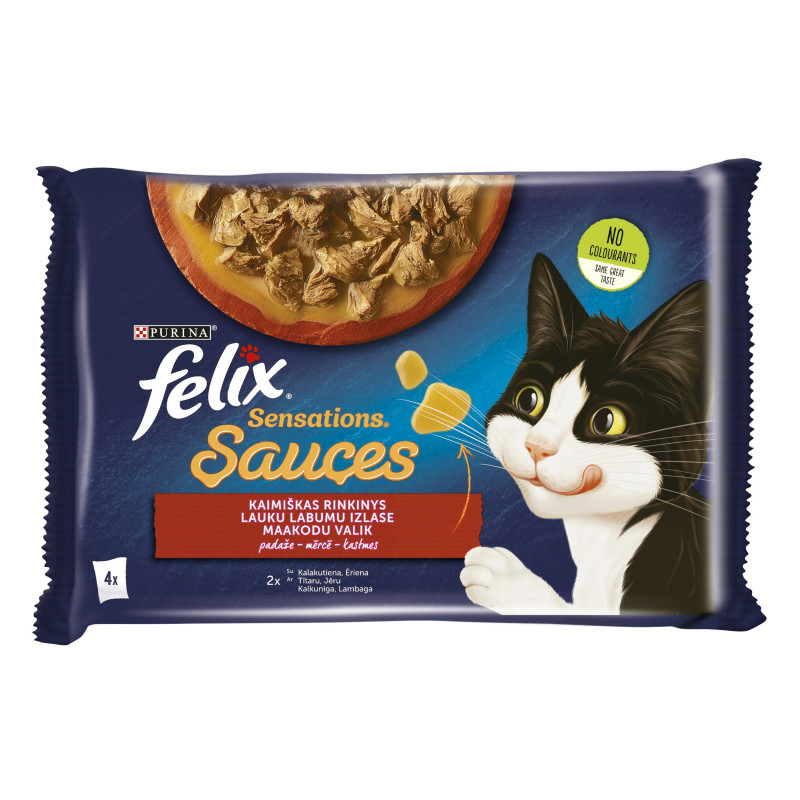 Konservuotas kačių ėdalas su padažu FELIX SENSATIONS, 4 x 85 g