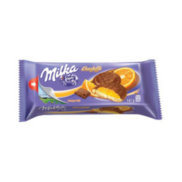 Sausainiai MILKA su apelsinų skonio įdaru, 147 g.