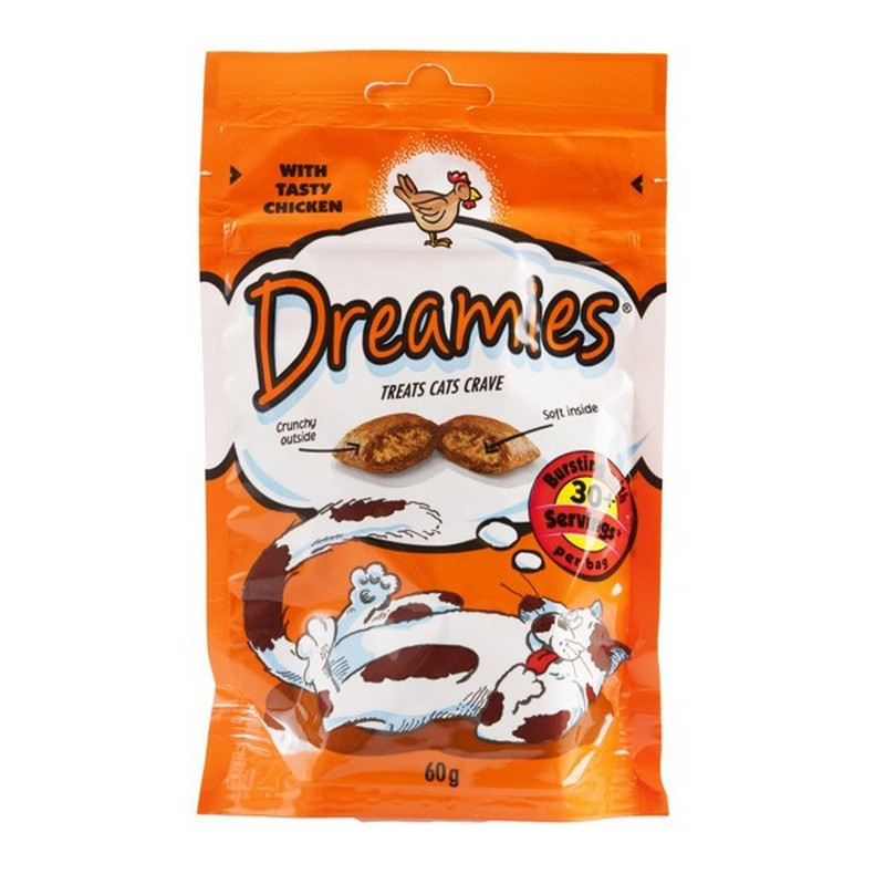 Skanėstas katėms su vištiena DREAMIES C&T, 60 g