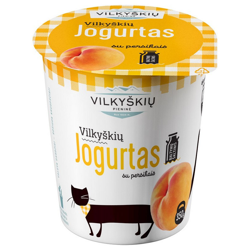 Jogurtas VILKYŠKIŲ su persikais, 3,5% rieb., 350 g