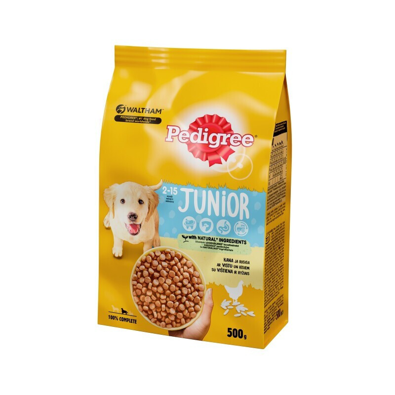 Sausas šunų ėdalas PEDIGREE JUNIOR su vištiena, 500 g