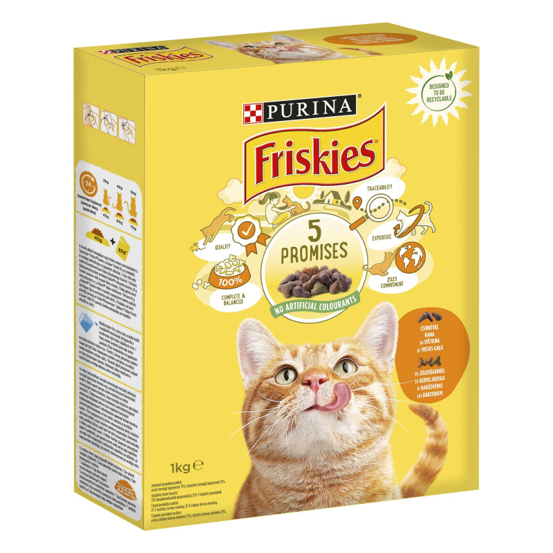 Sausas kačių ėdalas su vištiena ir daržovėmis FRISKIES, 1 kg