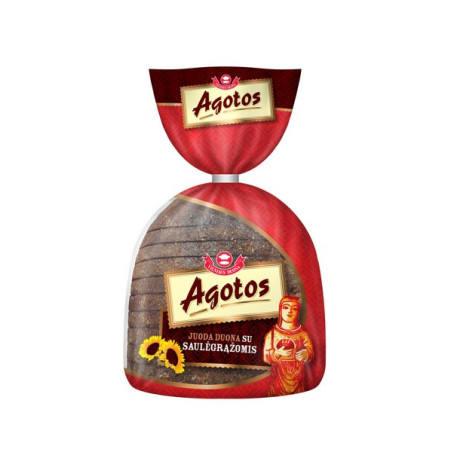 Juoda AGOTOS duona, su saulėgrąžomis, 375 g